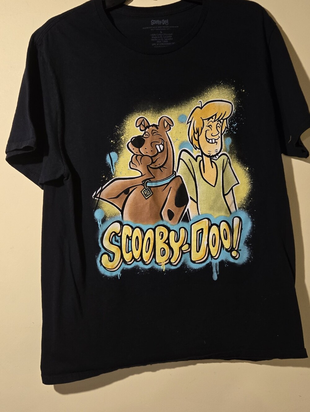 Scooby-Doo Graphic Short Sleeve Tee - Black with Yellow Print.